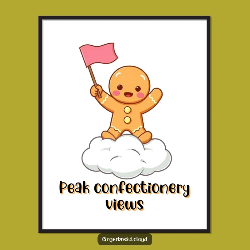 Funny Gingerbread Cloud Flag Poster - Whimsical Holiday Wall Art for Festive Homes