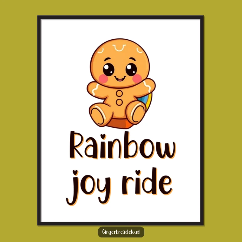 Funny Gingerbread Rainbow Poster: Joyful Art, Vibrant Humorous Gift