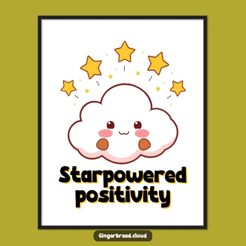 Funny Star-Blowing Cloud Gingerbread Poster: Adorable Celestial Art for Your Wall