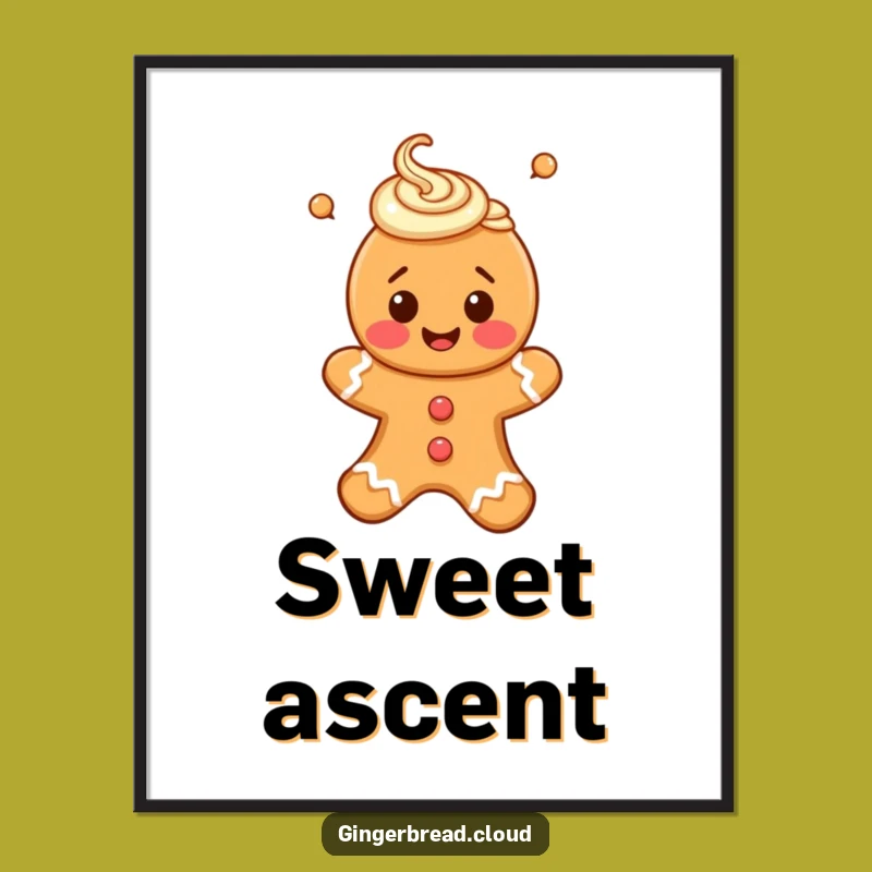 Funny Gingerbread Person Poster - Floating Icing Swirls Wall Art