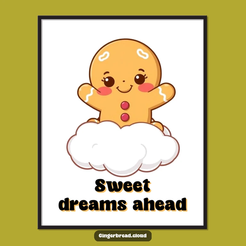 Funny Gingerbread Cookie Poster - Festive Cartoon Wall Art, Holiday Decor