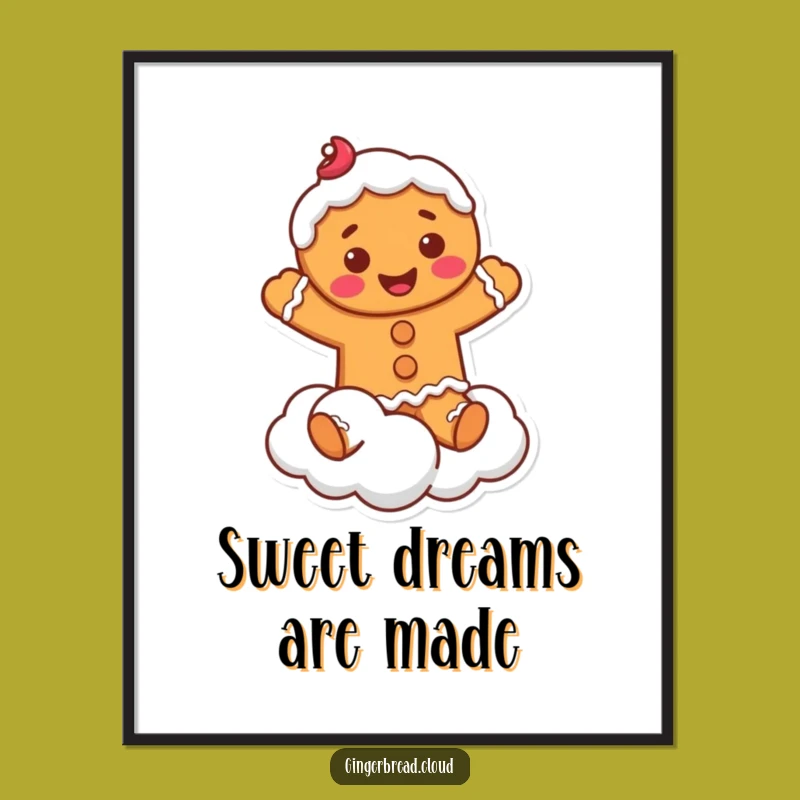 Funny Gingerbread Poster: Cloud Jumper Art - Sweet Wall Decor Funny Gift!