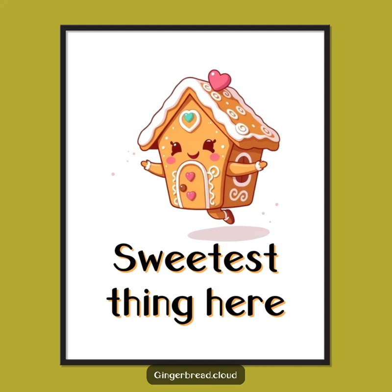 Funny Gingerbread House Sky Dancer Poster - Whimsical Icing Swirls Wall Art Gift