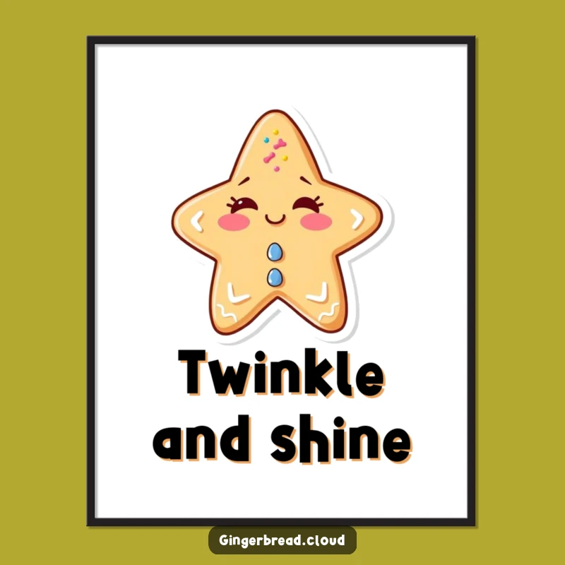 Funny Winking Gingerbread Star Poster: Whimsical Wall Art