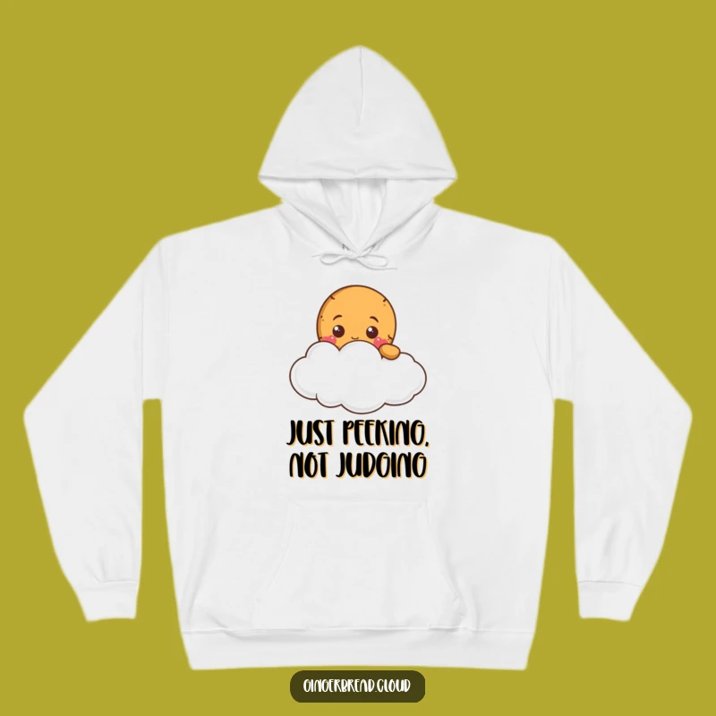 Cozy Funny Gingerbread Cloud Peek Hoodie - Warm Character Apparel Gift!