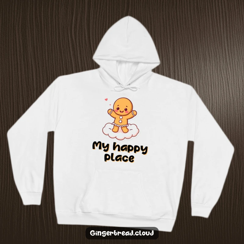 Funny cozy gingerbread dancer hoodie, warm and humorous apparel featuring a character dancing happily.