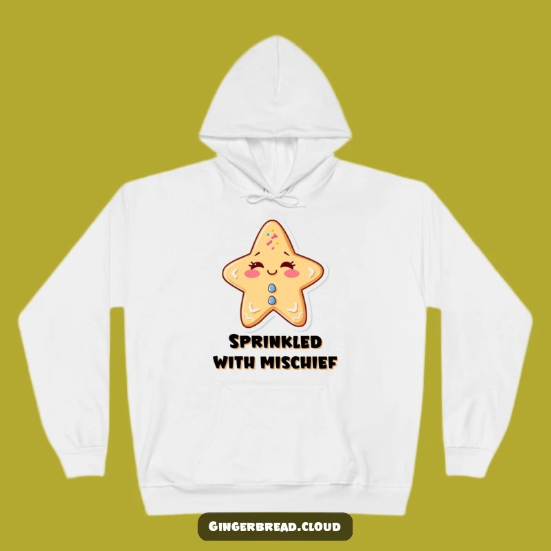 Funny Winking Gingerbread Star Hoodie: Cozy Holiday Fun