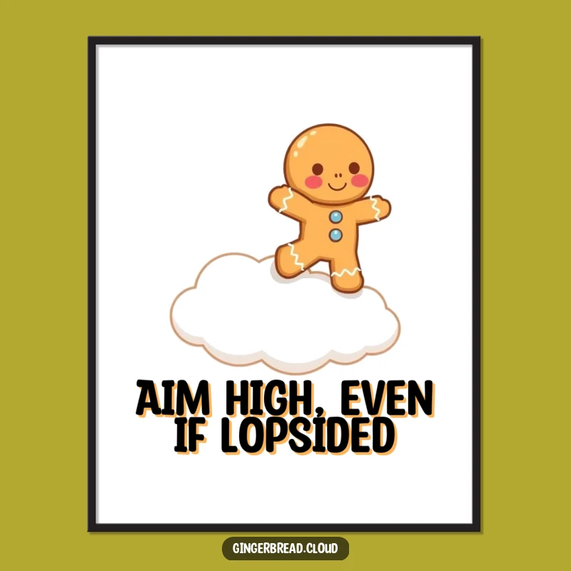 Free Printable Wall Art: Funny Gingerbread Man Cloud Hop - Whimsical Decor