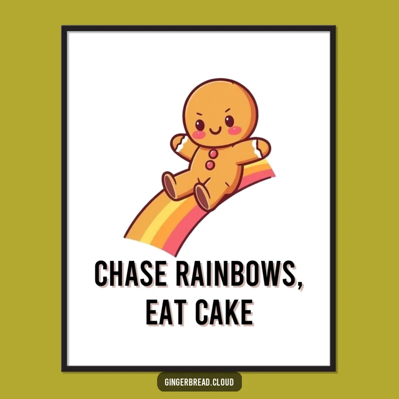 Free Printable Gingerbread Wall Art - Rainbow Slide Fun Downloadable Decor