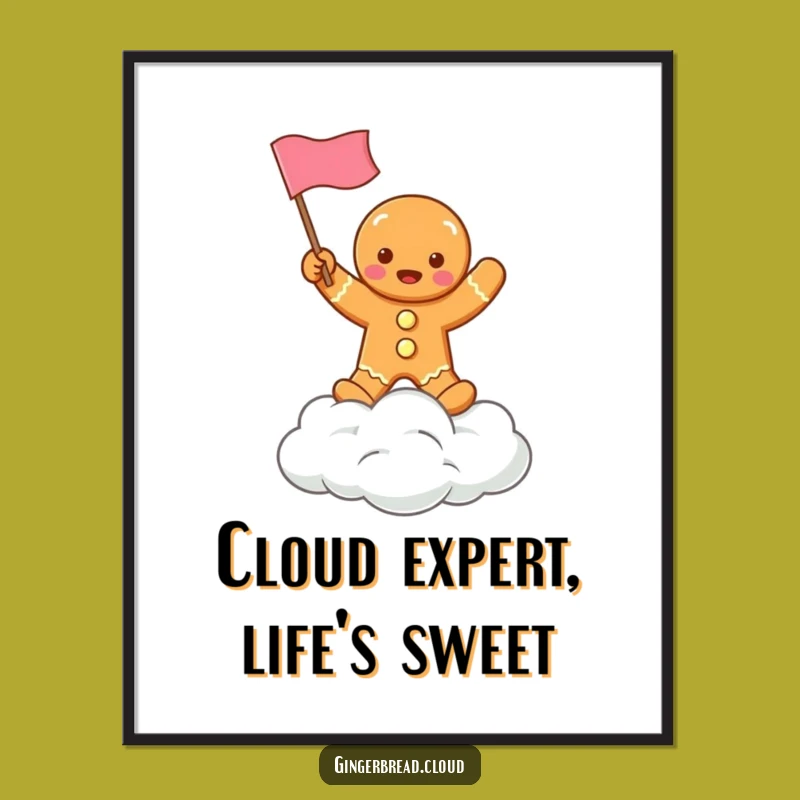 Funny Free Printable Wall Art: Gingerbread Cloud Flag - Whimsical Downloadable Decor