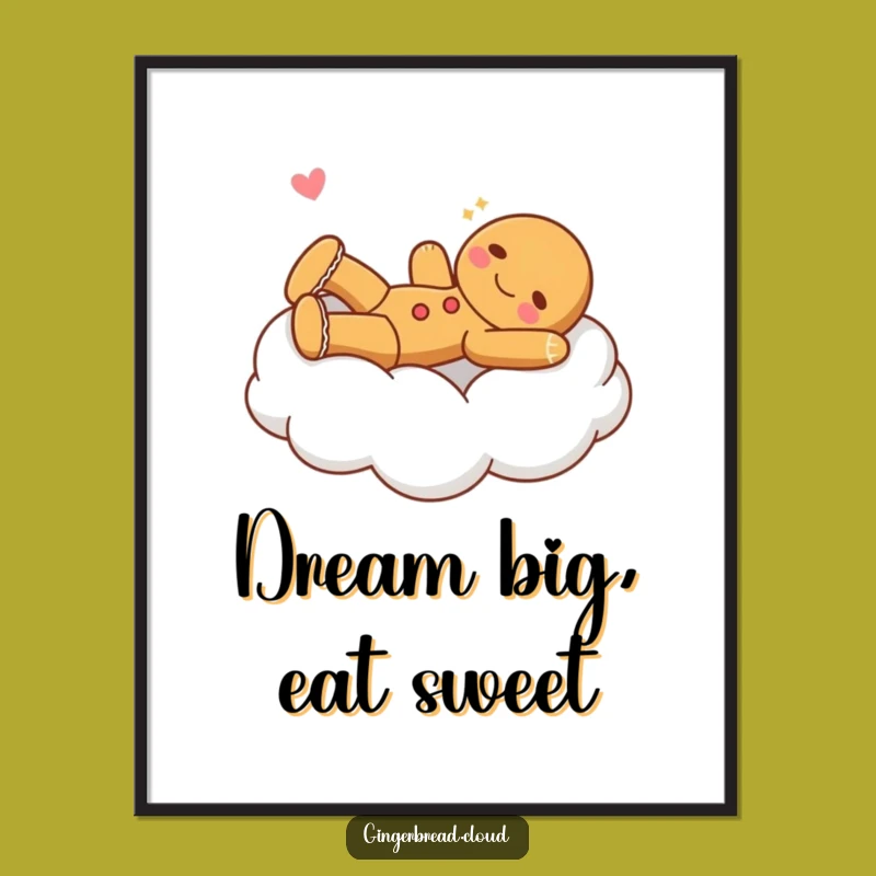 Free Printable Wall Art: Joyful Gingerbread Cloud Bed Whimsical Decor Downloadable