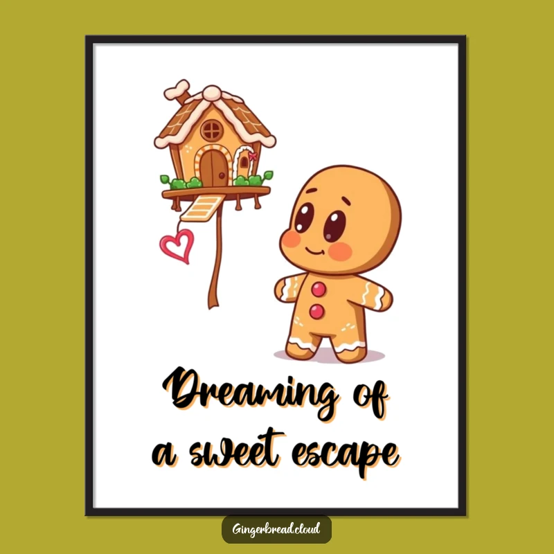 Whimsical Free Printable Wall Art: Gingerbread Floating House - Dreamy Decor