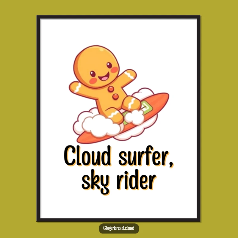 Dreamy Free Printable Wall Art: Gingerbread Cloud Surfer Downloadable Decor