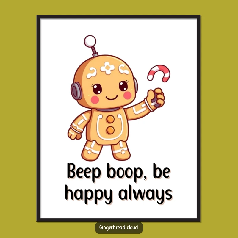 Free Printable Gingerbread Robot Wall Art: Funny Techy Treat Downloadable Decor