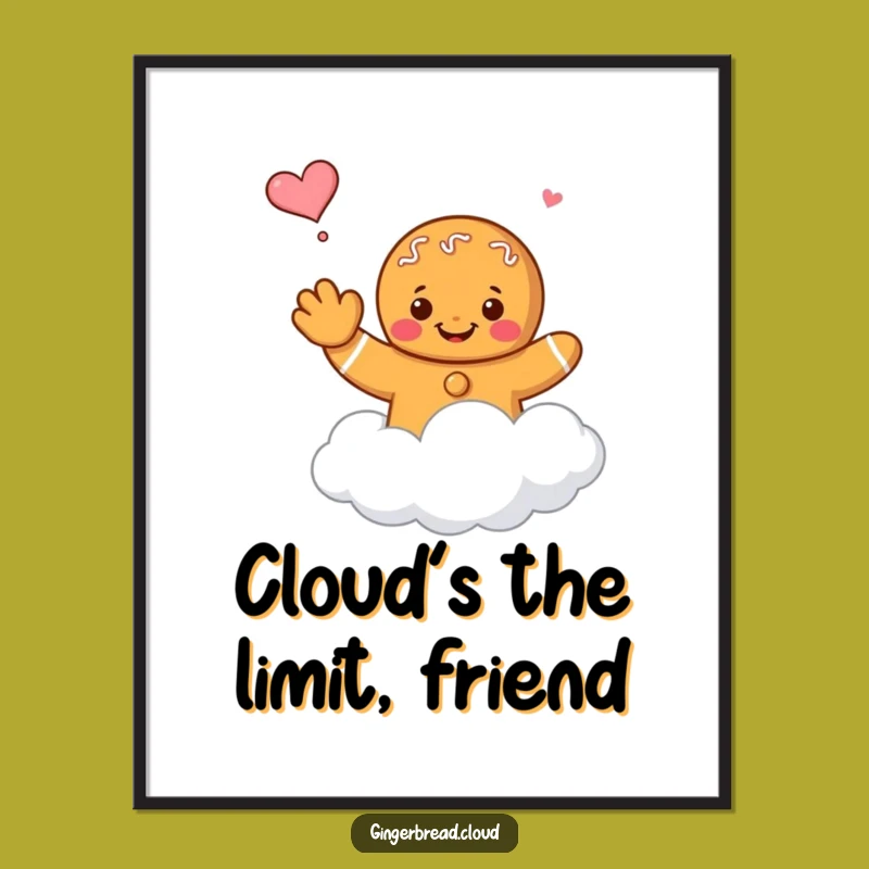 Free Printable Wall Art: Floating Gingerbread Goodbye Whimsical Decor Downloadable