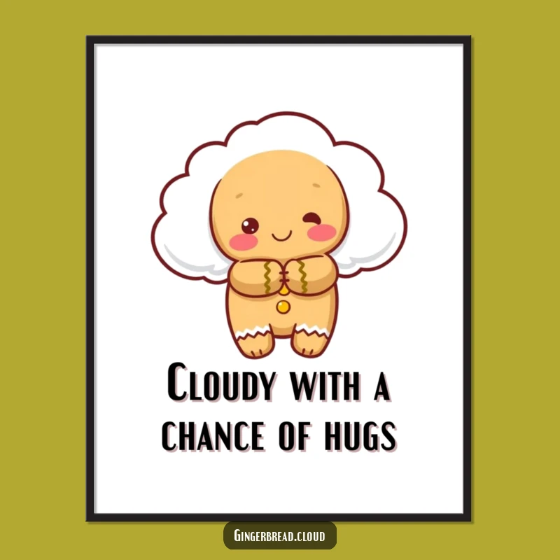 Free Printable Wall Art: Hugging Cloud Gingerbread - Funny Downloadable Decor!