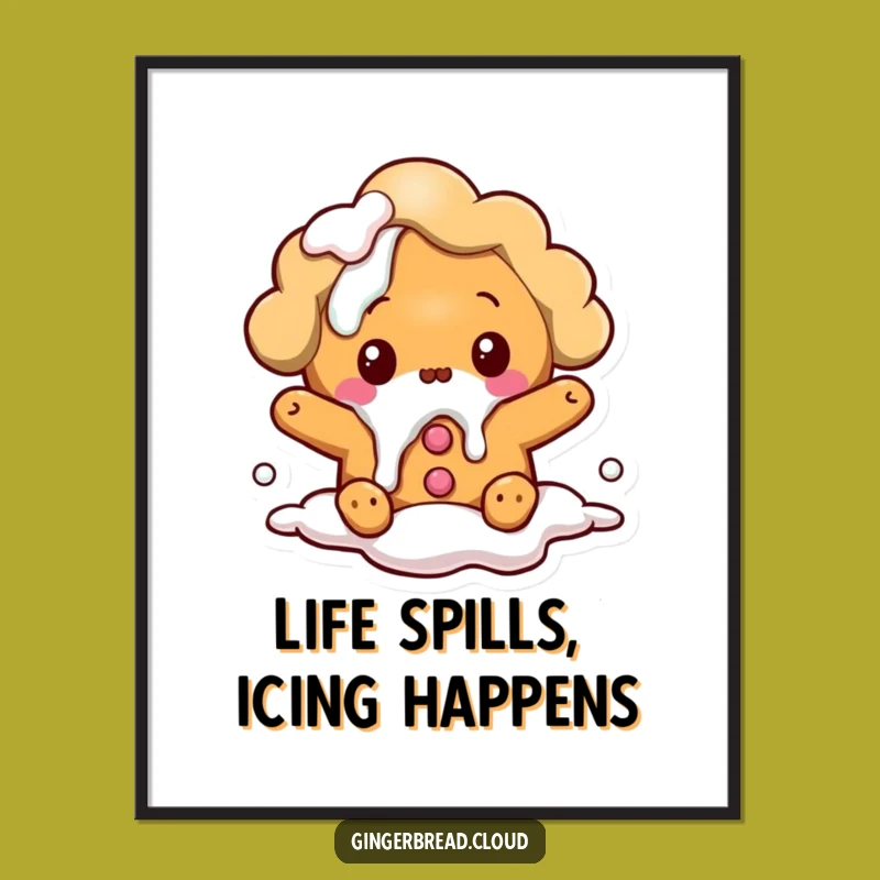 Free Printable Wall Art: Surprised Icing Cloud Gingerbread - Funny Decor!