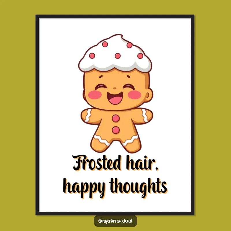 Free Printable Wall Art: Laughing Gingerbread - Funny Frosting Hair Decor!