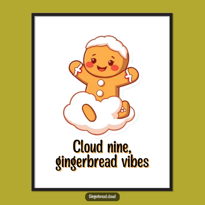 Funny Free Printable Gingerbread Wall Art: Cloud Jumping DIY Decor Downloadable Gift