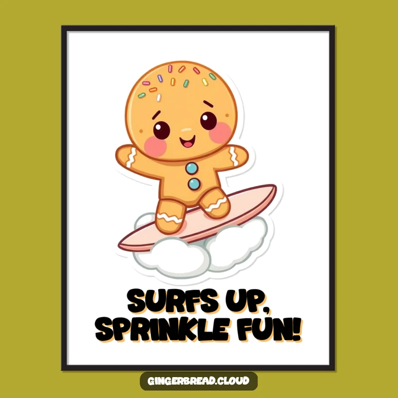 Funny Free Printable Gingerbread Wall Art: Cloud Surfing DIY Decor Downloadable Gift
