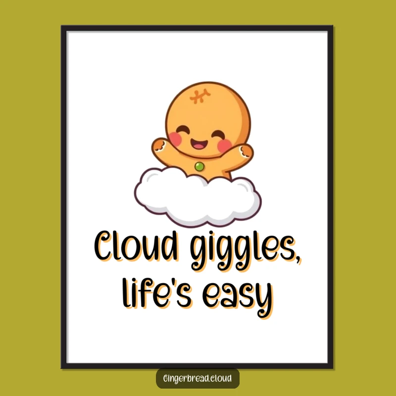 Funny Free Printable Wall Art: Giggling Gingerbread Cloud - Whimsical Downloadable Decor