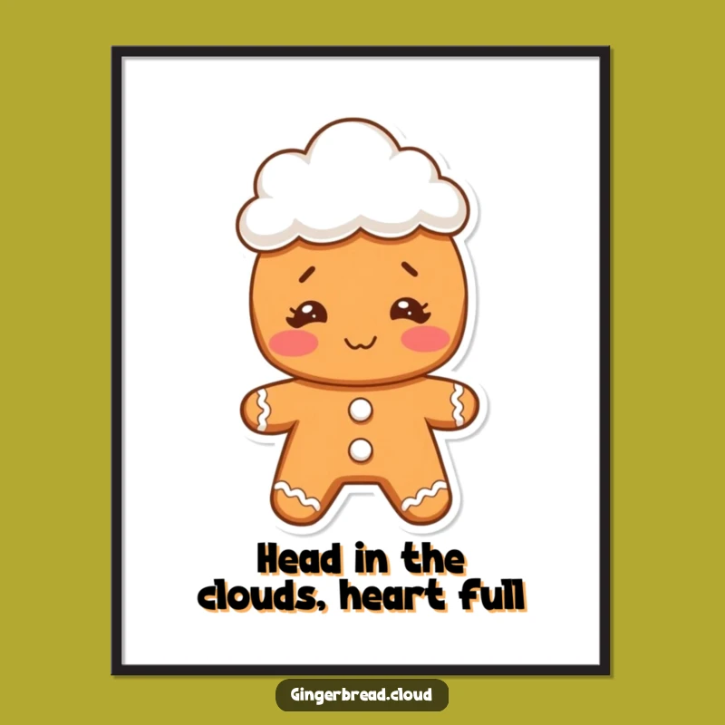 Funny Free Printable Wall Art: Gingerbread Face Cloud Hat - Hilarious Downloadable Decor