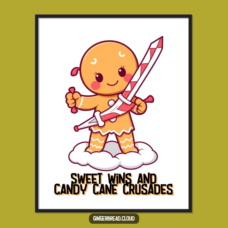 Funny Free Printable Wall Art: Gingerbread Warrior Cloud Guard, Downloadable Decor