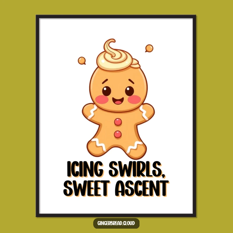 Funny Free Printable Wall Art: Happy Floating Gingerbread Person - Dreamy Downloadable Decor