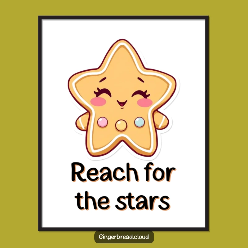 Funny Free Printable Wall Art: Winking Gingerbread Star Downloadable Art
