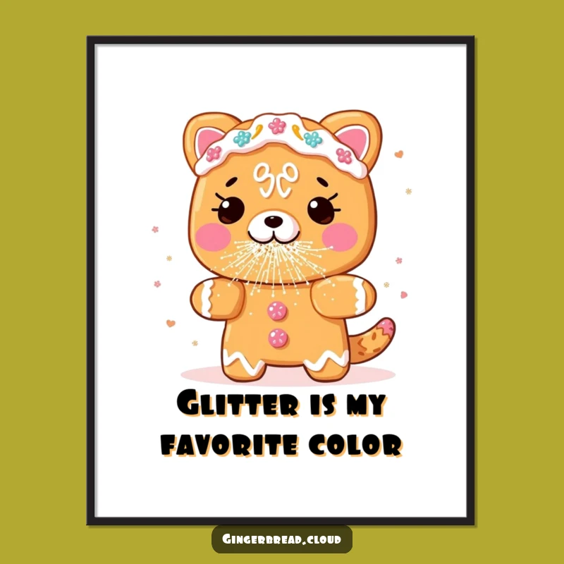 Funny Printable Wall Art: Free Downloadable Gingerbread Animal Glitter Sneeze Home Decor