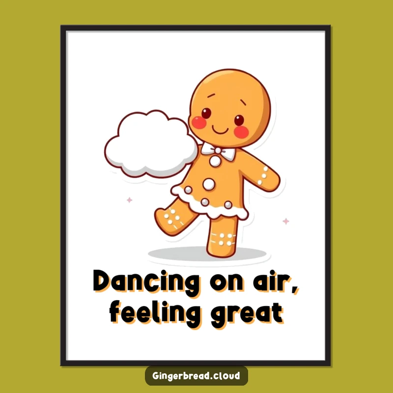 Joyful Free Printable Wall Art: Gingerbread Dancing Cloud Partner - Whimsical Decor