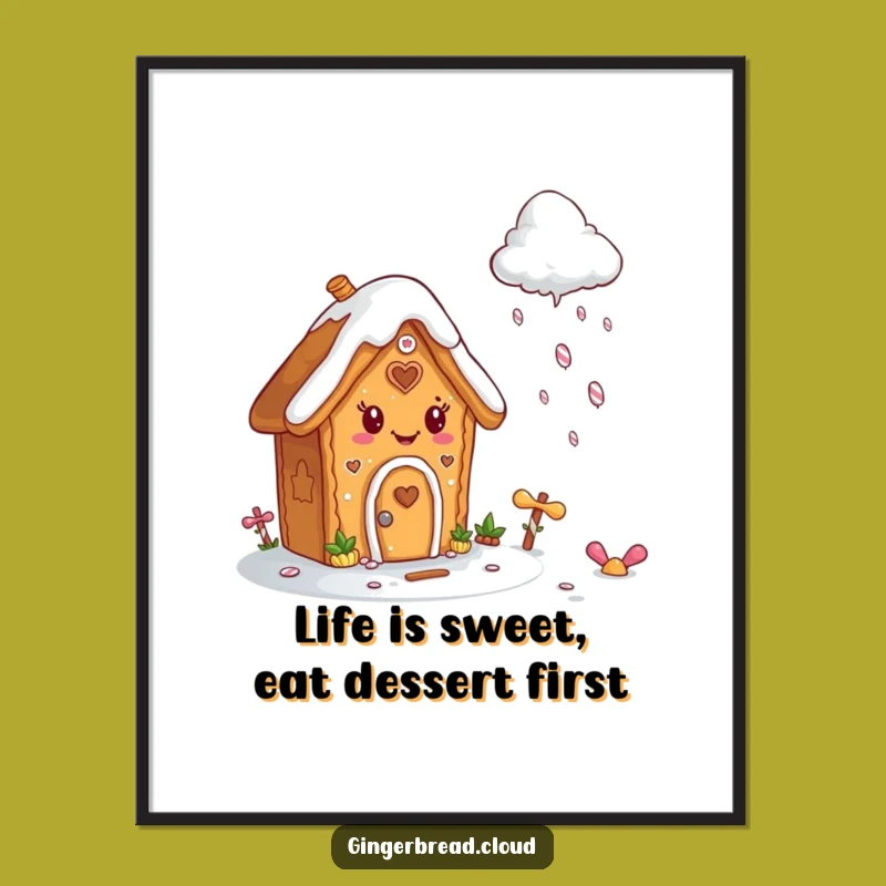 Funny Free Printable Wall Art: Gingerbread House & Candy Rain, Downloadable Decor