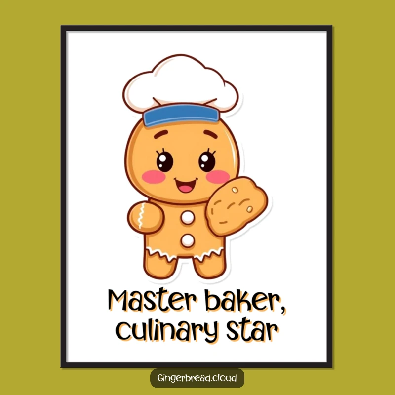 Funny Free Printable Wall Art: Chef Gingerbread Cookie Masterpiece Downloadable Decor