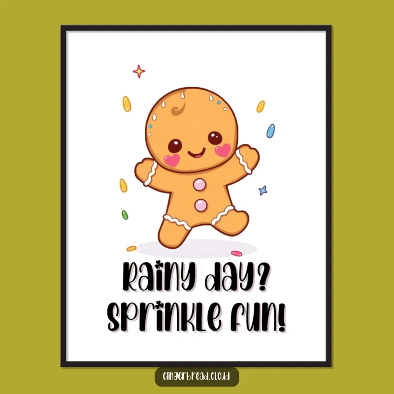 Funny Free Printable Wall Art: Gingerbread Sprinkle Rain - Sweet Downloadable Decor