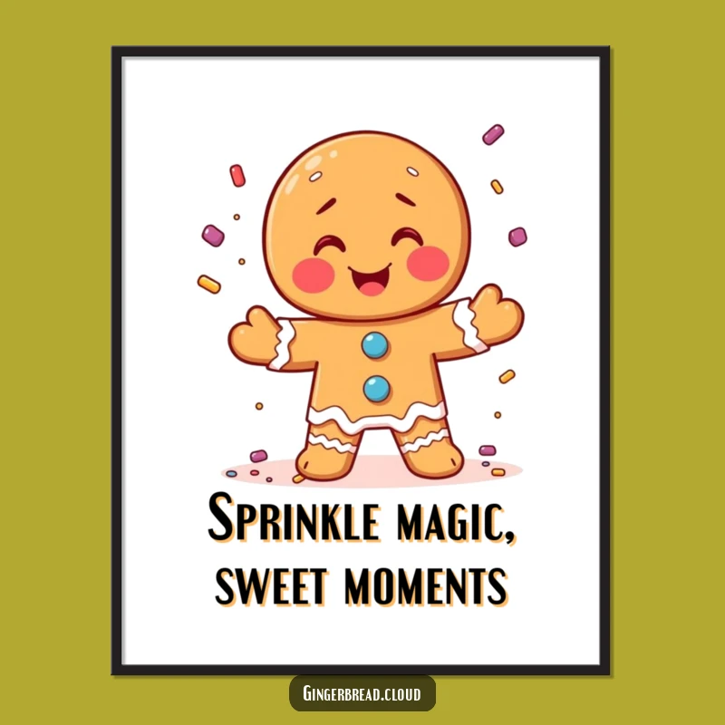 Free Printable Wall Art: Funny Gingerbread Juggler Candy Sprinkles Downloadable Decor