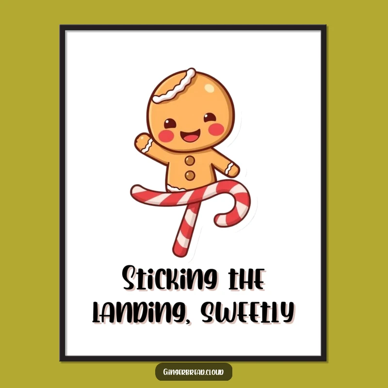 Free Printable Wall Art: Gingerbread Candy Cane Balance - Funny Downloadable Decor