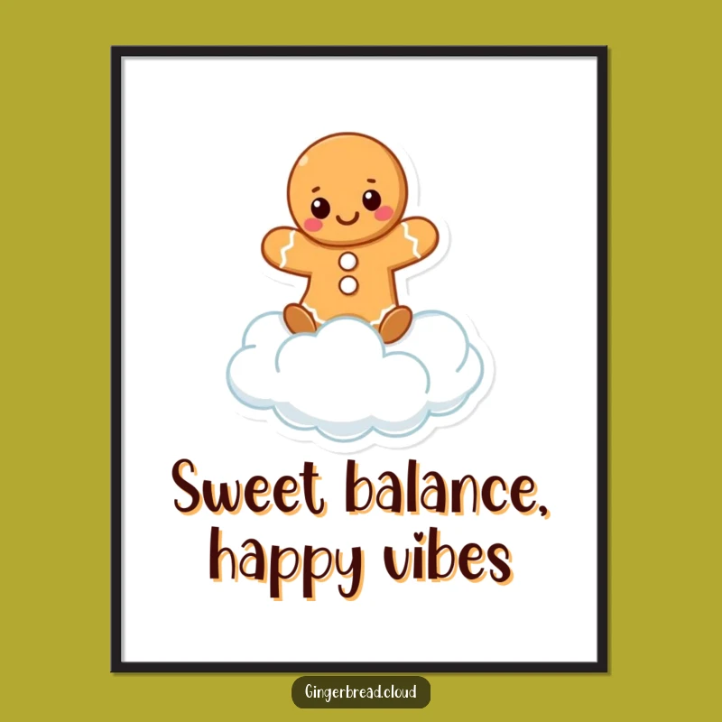 Funny Free Printable Wall Art: Gingerbread Cloud Balance Decor, Downloadable Art Gift