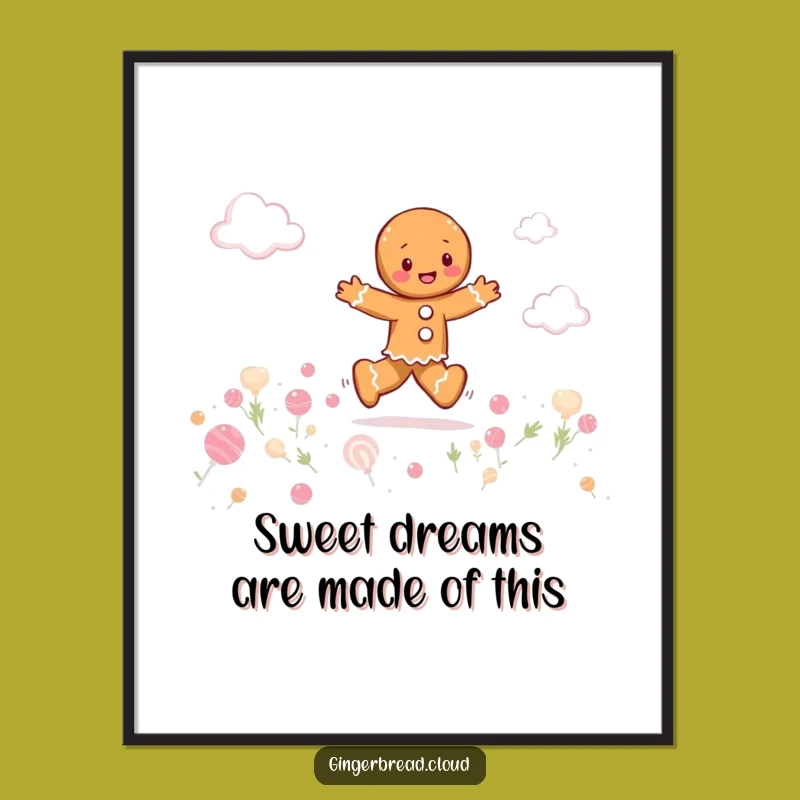 Free Printable Wall Art: Gingerbread Candy Cloud Skipper - Funny Downloadable Decor
