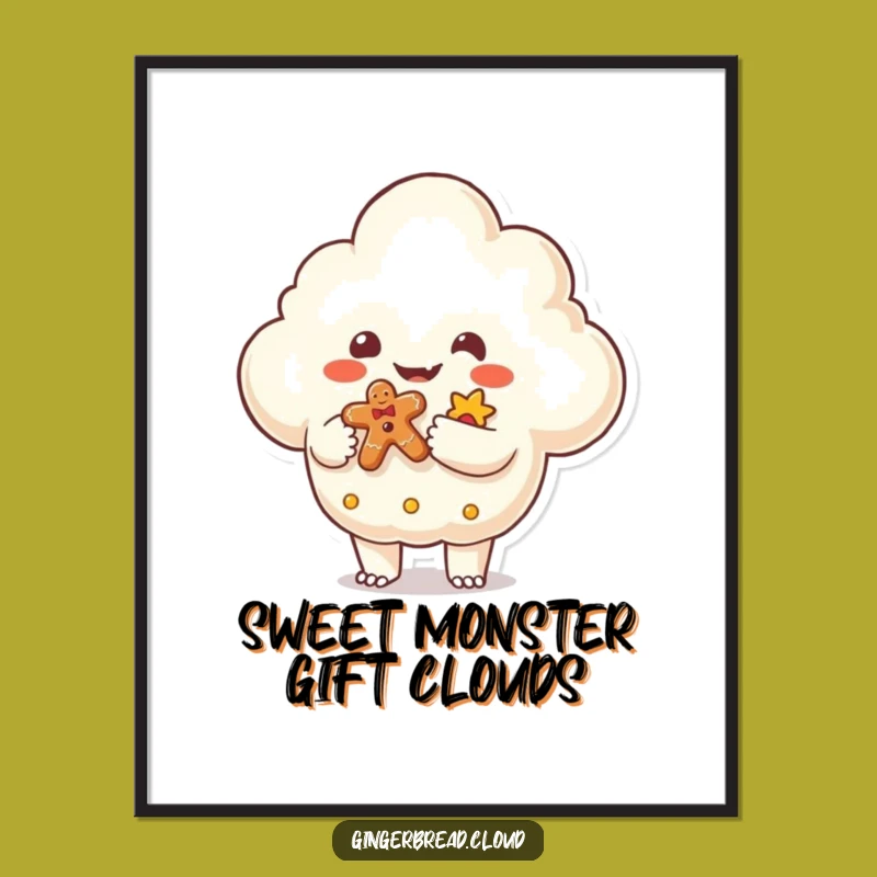Free Printable Monster Cloud Wall Art: Whimsical Gingerbread Gift Decor