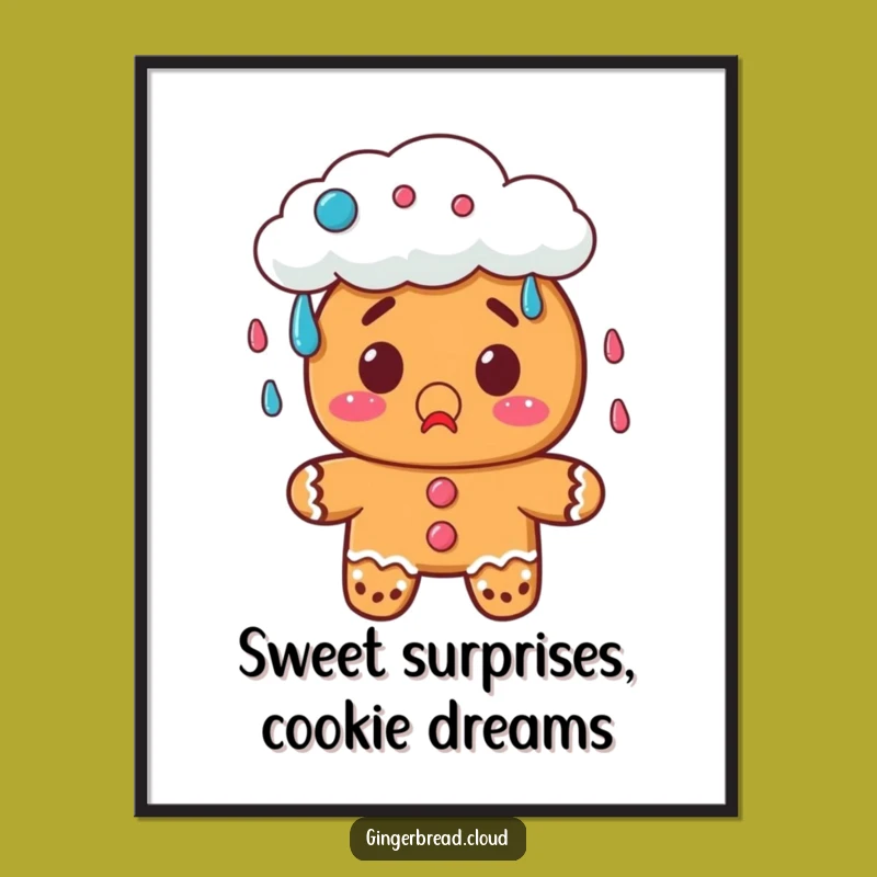 Funny Free Printable Wall Art: Gingerbread Candy Rain, Whimsical Downloadable Decor