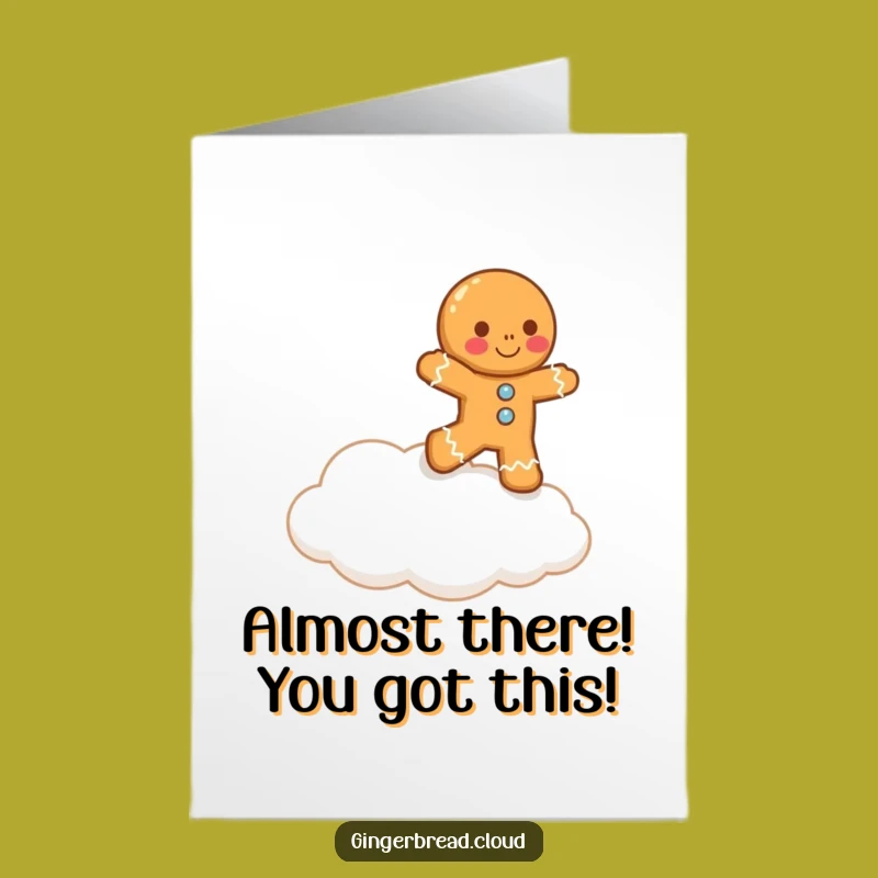 Free Printable Birthday Card: Funny Gingerbread Man Cloud Hop - Downloadable Gift