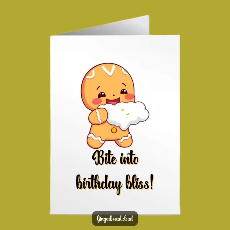 Joyful Free Printable Birthday Card: Gingerbread Cloud Bite - Happy Birthday Fun