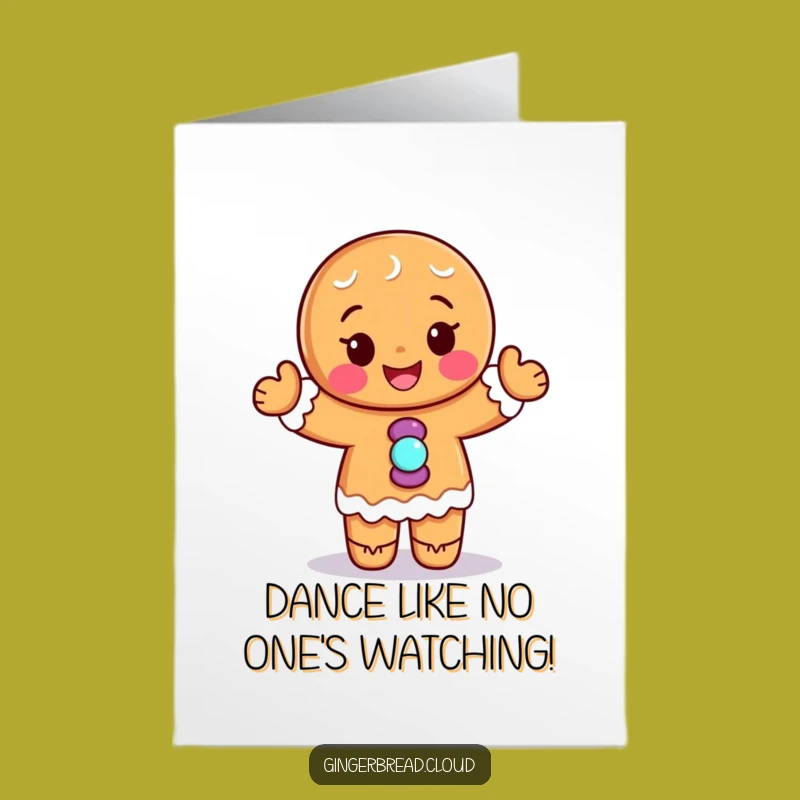 Free Printable Birthday Card: Dancing Gingerbread Man - Funny Downloadable Gift!