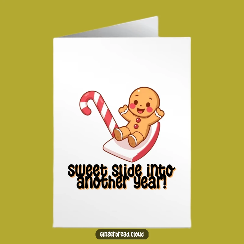 Free Printable Birthday Card: Funny Gingerbread Cookie Candy Slide Downloadable Gift