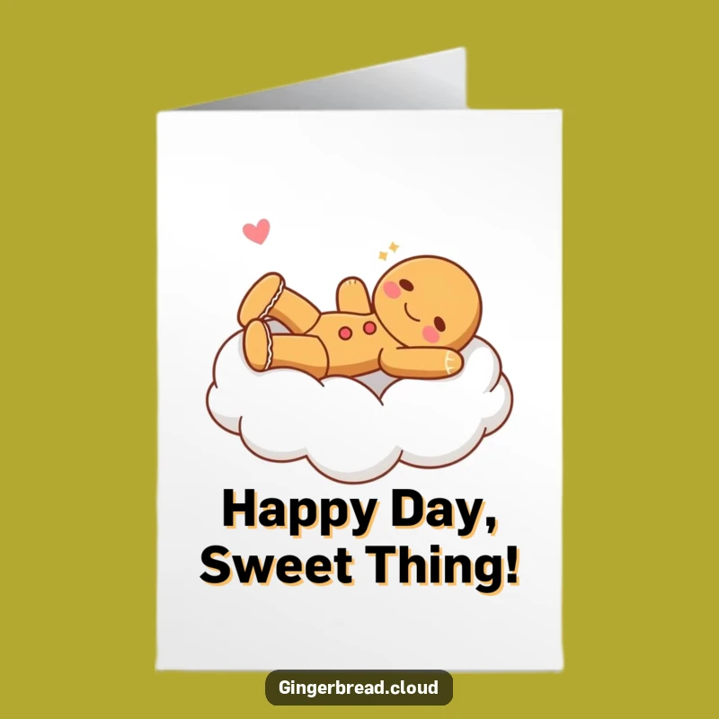 Free Printable Birthday Card: Joyful Gingerbread Cloud Bed Funny Design Downloadable