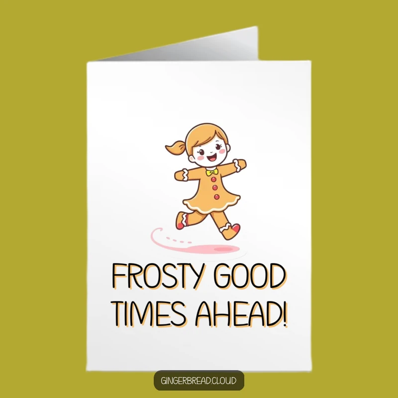 Free Printable Birthday Card: Joyful Gingerbread Woman Frosting Trail Funny Gift