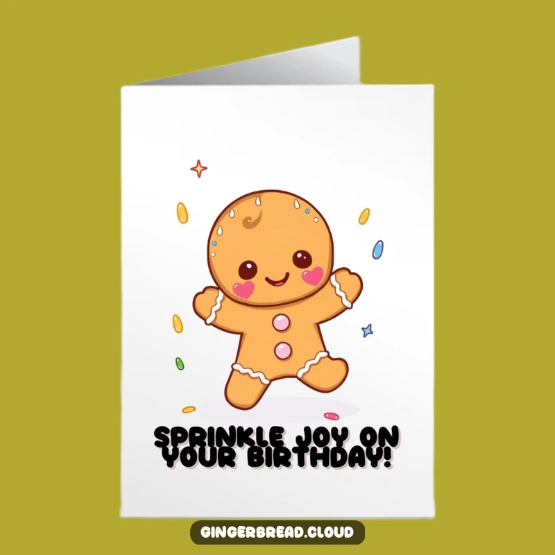 Free Printable Birthday Card: Sprinkly Rain Gingerbread Fun - Humorous Download