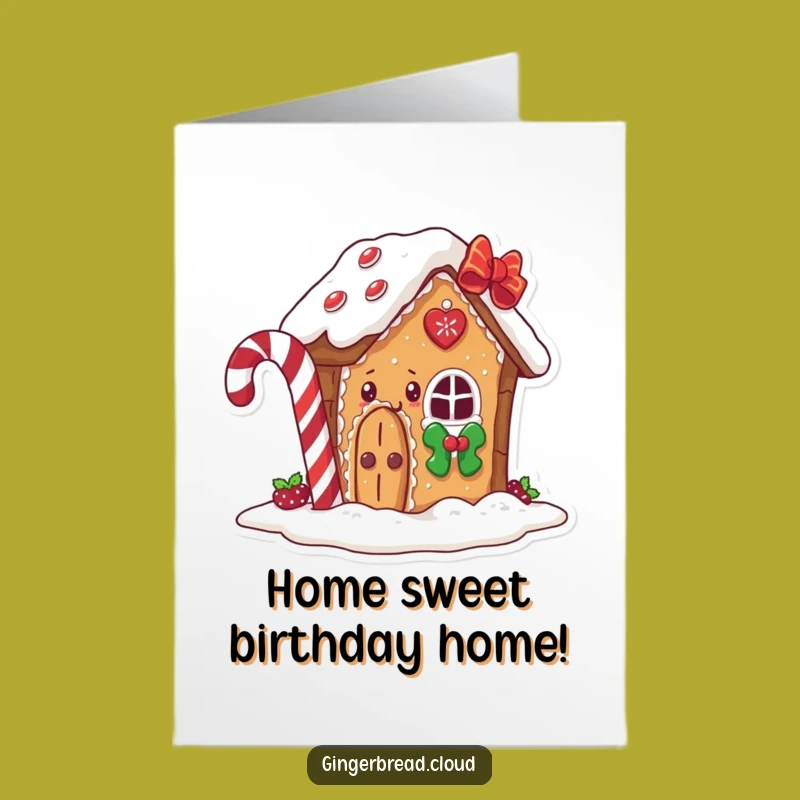Free Printable Birthday Card: Gingerbread House Peek Funny Downloadable Gift