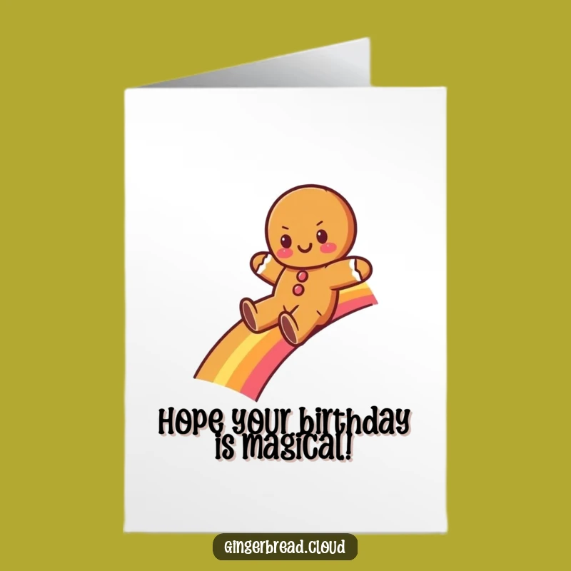 Free Printable Gingerbread Birthday Card - Rainbow Slide Humor Downloadable Gift