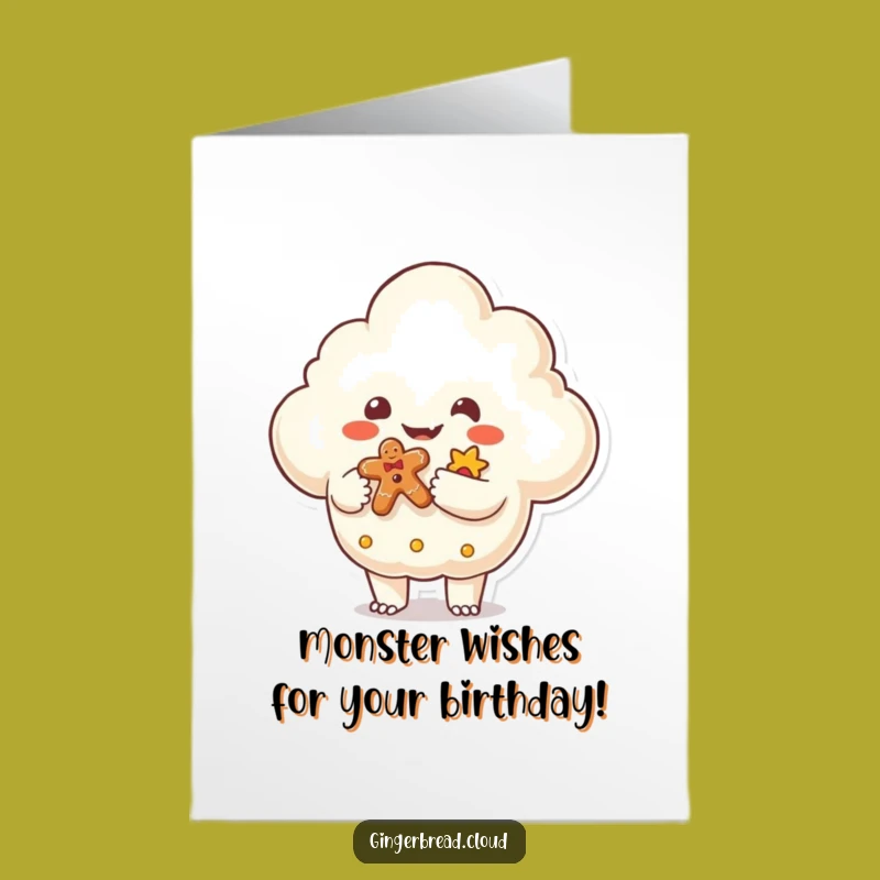 Free Printable Monster Cloud Birthday Card: Sweet Gingerbread Gift of Fun